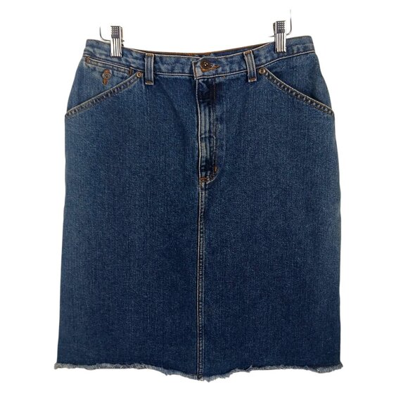Liz Claiborne Size 10 Denim Skirt, Fray Hem, Zip Fly, Western, Casual, Classic - Picture 1 of 16
